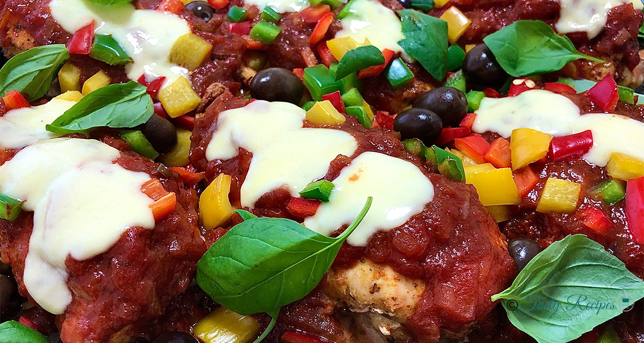pizza chicken tray bake recipe